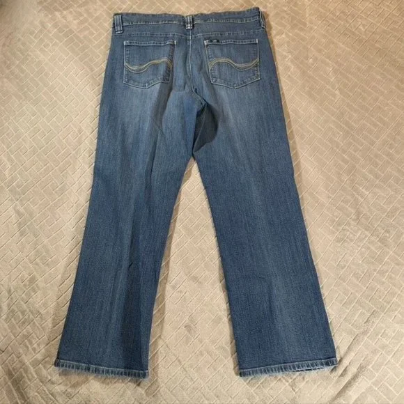 Lee Womens 36 Denim Jeans Blue High Rise Straight Ankle Medium Wash Stretch - Picture 9 of 12